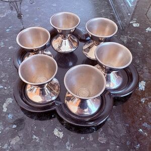 VIntage egg cup set - 6 egg cups with tray
